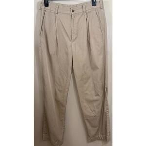 Turnbury Beige Pleated Cotton Chinos Mens Pants 34x32 Preppy Career Closet Stalp